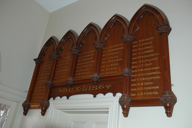 Dux Honour Board in the Main Entry Foyer of the Senior School Campus.
